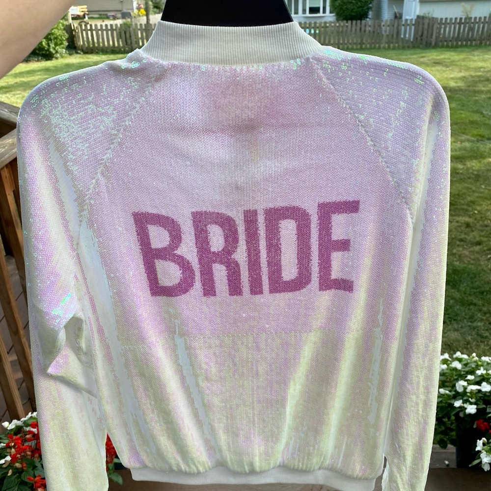 Hayley Paige sequined bride jacket- small